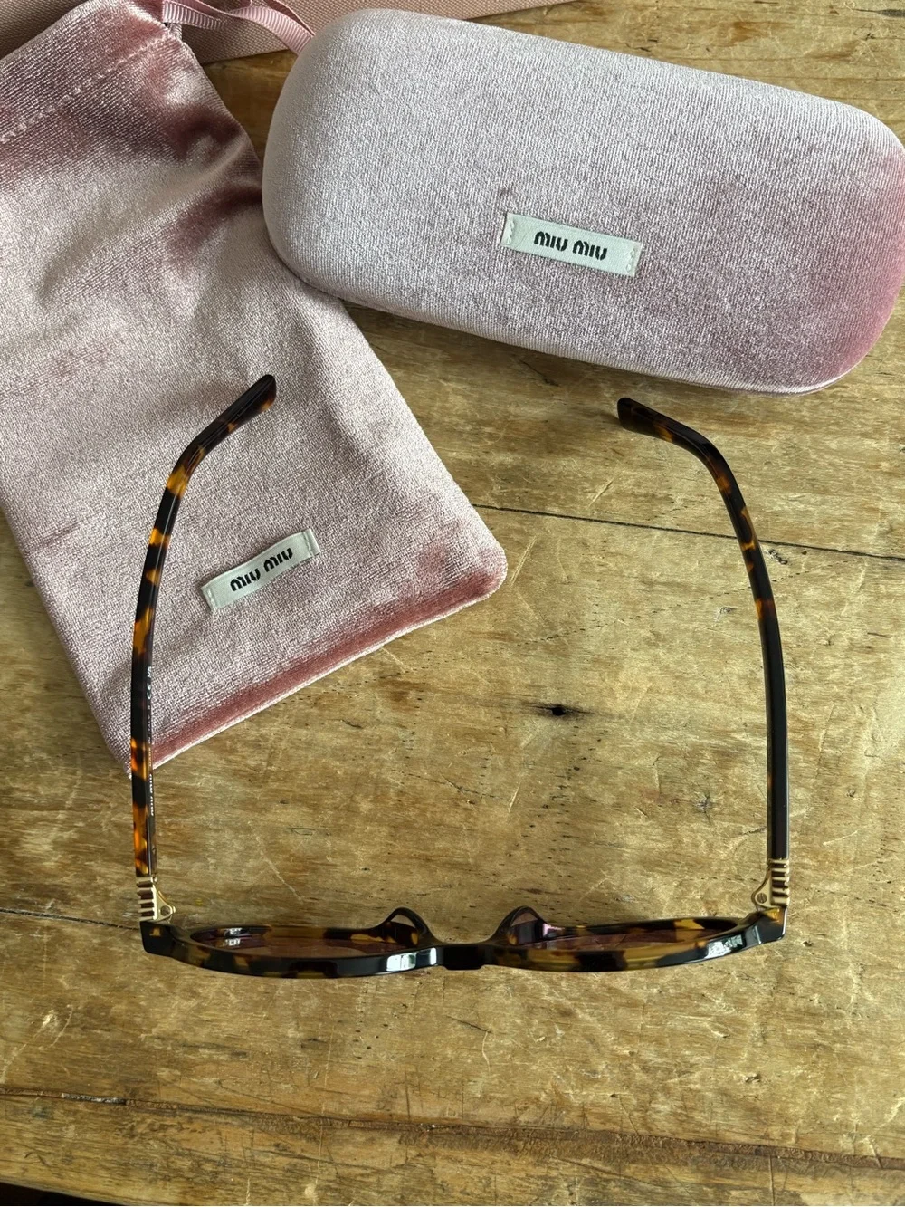 Authentic Miu Miu Regarde SMU 04Z-F Oval Sunglasses Tortoise & pink Complete Set - Picture 3 of 9